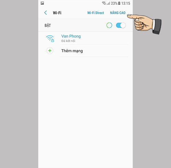 Vào cài đặt nâng cao